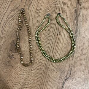 Dyed Freshwater Pearl Necklace Set, Green and Brown/Bronze, Estate